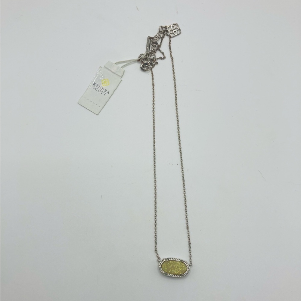 NWT Kendra Scott yellow druzy silver plated chain necklace. - Picture 2 of 4